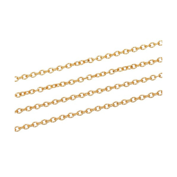 Chaine maille Jaseron fine 2mm, Acier Inoxydable 304 finition Doré à l'or fin 18K, placage IONIQUE