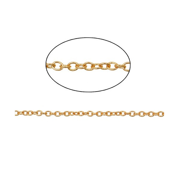 Chaine maille Jaseron fine 2mm, Acier Inoxydable 304 finition Doré à l'or fin 18K, placage IONIQUE