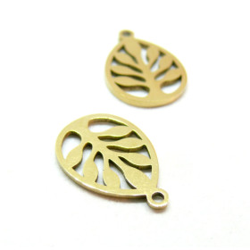 Pendentifs Arbre dans Goutte 17mm, Acier Inoxydable 316L, Doré à l'or fin 18K, placage IONIQUE