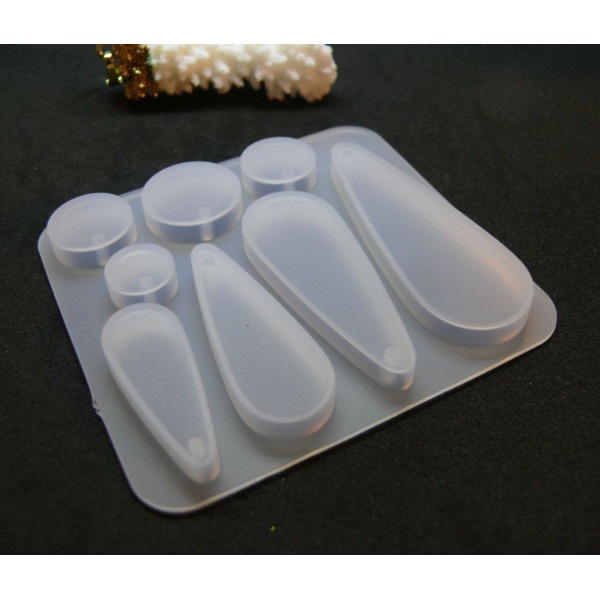 Moule en Silicone, pour réaliser des pendentifs ou Boucles d'oreilles, utilisation FIMO RESINE
