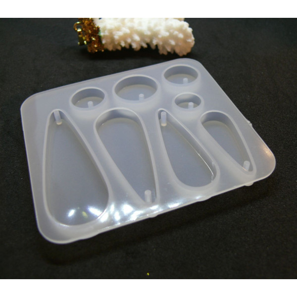 Moule en Silicone, pour réaliser des pendentifs ou Boucles d'oreilles, utilisation FIMO RESINE