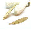 H11H16308G – Lot de 1 Pendentif Plume 35mm – Acier Inoxydable 316L Doré à l'or fin 18K placage ionique