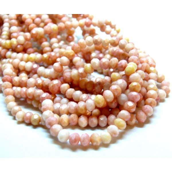 Perles Rondelles 4 par 3mm, Verre Facettée coloris Pastel