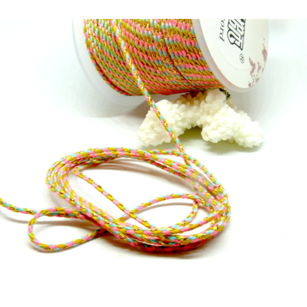 Cordon tressé et fil métallisé doré 1.5mm coloris C11