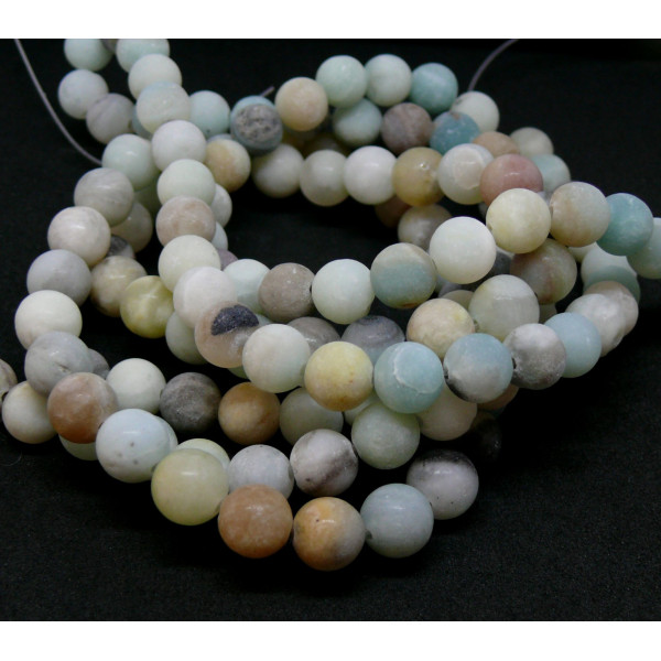 Perles rondes Amazonite effet givre 8mm