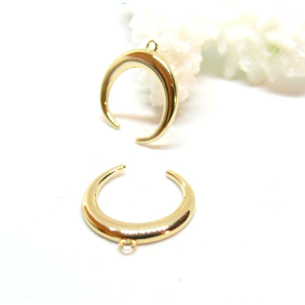 Pendentifs, Lune 16mm, laiton finition Doré  à l'or fin 18K