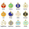 Pendentif avec anneau 22mm, signe Astrologique Bélier, Laiton avec résine émaillé, finition Doré à l'or fin 18K avec Zirconium