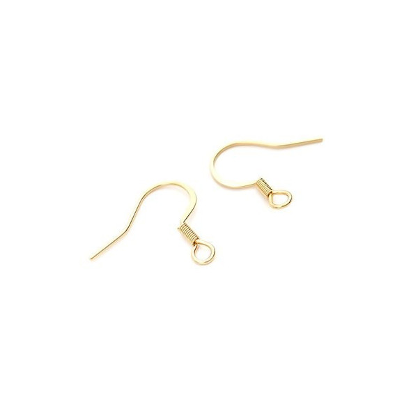 Boucles d'oreille Crochets 18 mm, Laiton finition Doré à l' or fin 24K