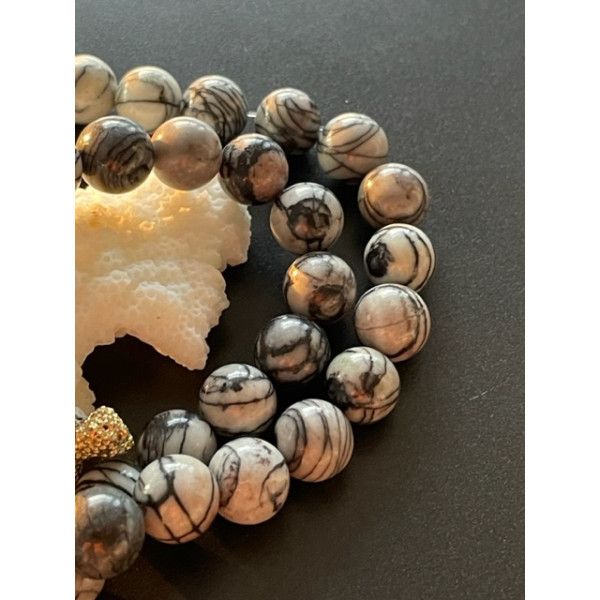 Perles Rondes 10mm, Jaspe Toile Araignée