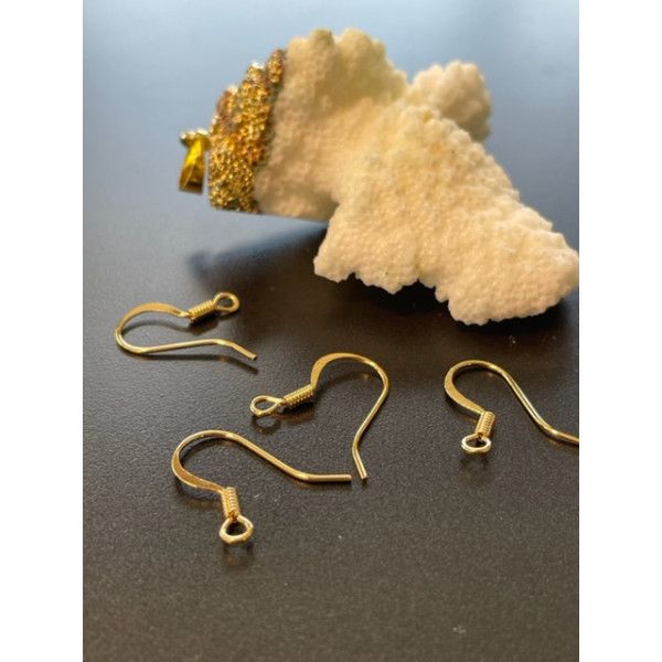 Boucles d'oreille Crochets 18 mm, Laiton finition Doré à l' or fin 24K