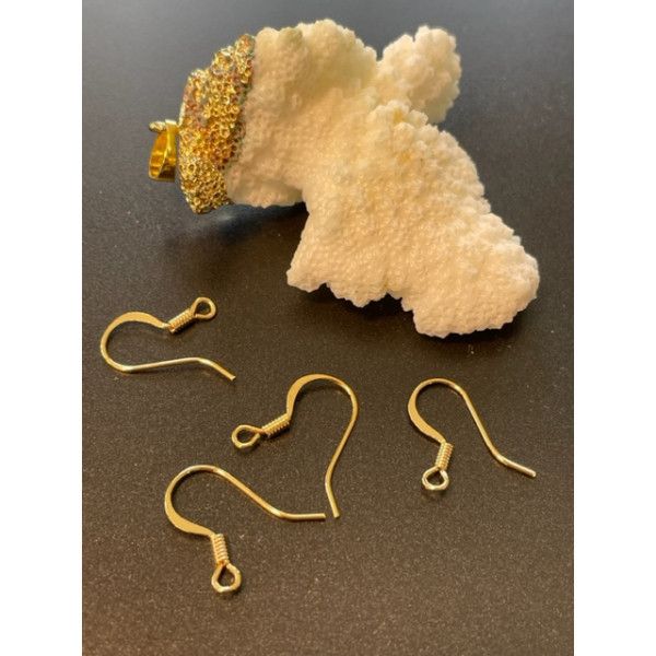 Boucles d'oreille Crochets 18 mm, Laiton finition Doré à l' or fin 24K