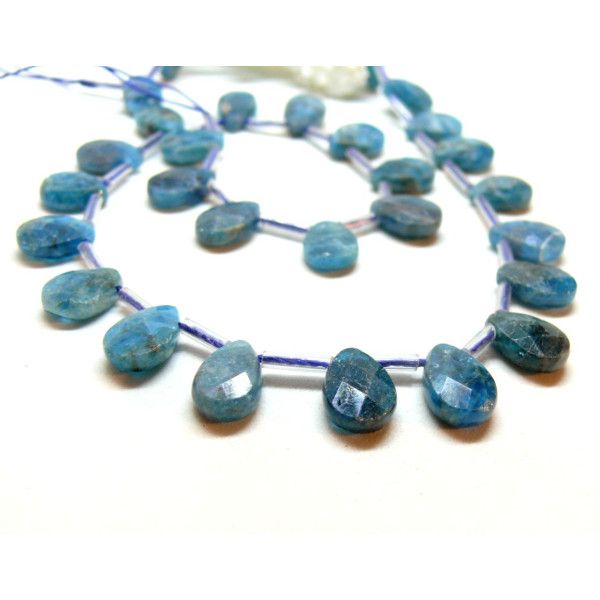 Perle forme goutte 12 par 8mm, trou transversale, Apatite