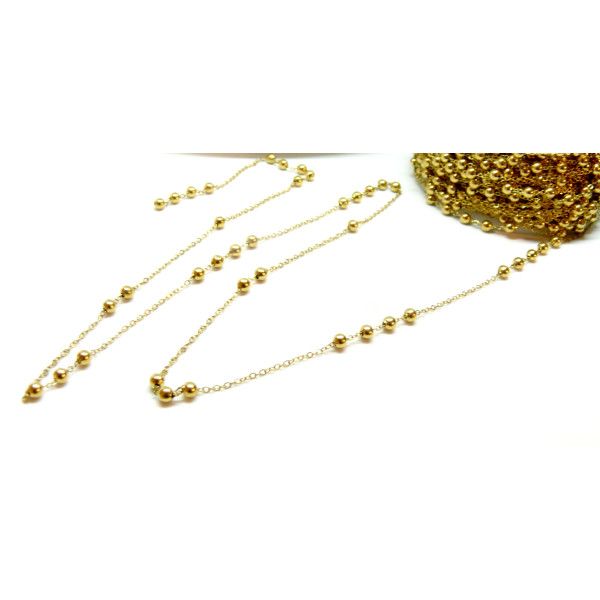 Chaine maille bille  3mm en Acier Inoxydable 304 Placage Ionique Doré