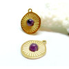 Pendentif avec Améthyste, Acier Inoxydable, finition Doré à l'or fin 18K, Placage PVD