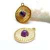 Pendentif avec Améthyste, Acier Inoxydable, finition Doré à l'or fin 18K, Placage PVD