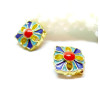 Perles intercalaire Cloisonné, résine style émaillés 16mm, sur une base en métal Doré