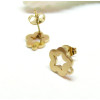 Boucles d’oreilles Puces Fleur 11mm avec attache et embouts – Acier Inoxydable 304 Doré Ionique