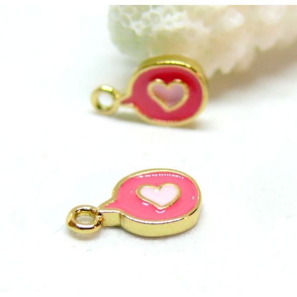Pendentifs, breloques Message Coeur 9 par 5mm, Laiton Doré à l'or fin 18K