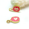 Pendentifs, breloques Message Coeur 9 par 5mm, Laiton Doré à l'or fin 18K