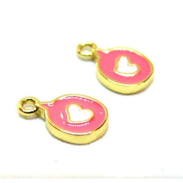 Pendentifs, breloques Message Coeur 9 par 5mm, Laiton Doré à l'or fin 18K