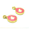 Pendentifs, breloques Message Coeur 9 par 5mm, Laiton Doré à l'or fin 18K