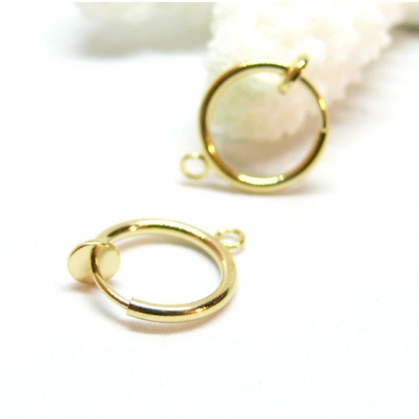 Boucles d'oreilles, Créoles avec anneau d'attache 13mm, Acier Inoxydable finition Doré