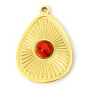 Pendentif Médaillon Goutte avec perle Howlite 18 par 13mm, Acier Inoxydable 304 finition Doré, PVD