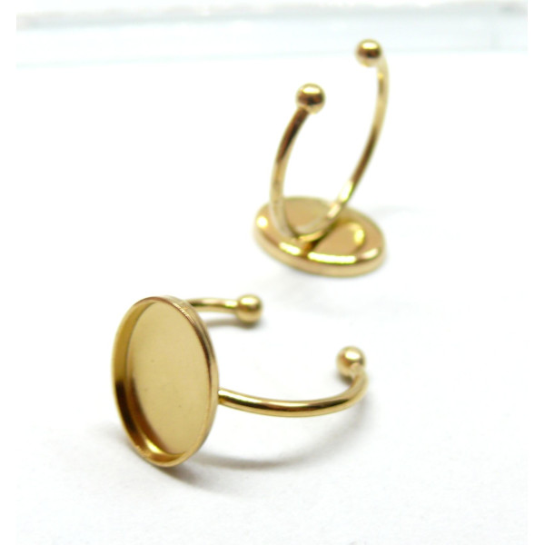 Supports de Bague Ovale 14 par 10mm, Acier Inoxydable 304, finition Doré à l'or fin 18K