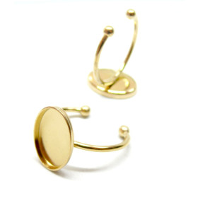 Supports de Bague Ovale 14 par 10mm, Acier Inoxydable 304, finition Doré à l'or fin 18K