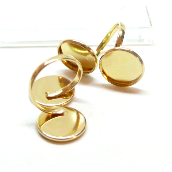 Supports de Bague Double 14mm, Acier Inoxydable 304, finition Doré à l'or fin 18K