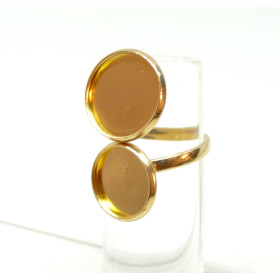 Supports de Bague Double 14 par 8mm, Acier Inoxydable 304, finition Doré à l'or fin 18K