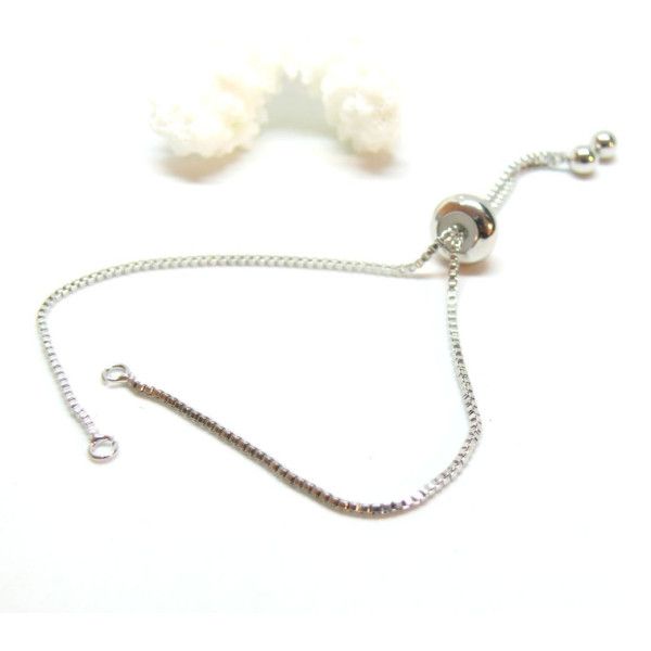 Bracelets Réglable, ajustable 26.6cm, Maille Paloma 1.2mm, Acier Inoxydable 304 finition Argent Platine