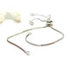 Bracelets Réglable, ajustable 26.6cm, Maille Paloma 1mm, Laiton finition Argent Platine