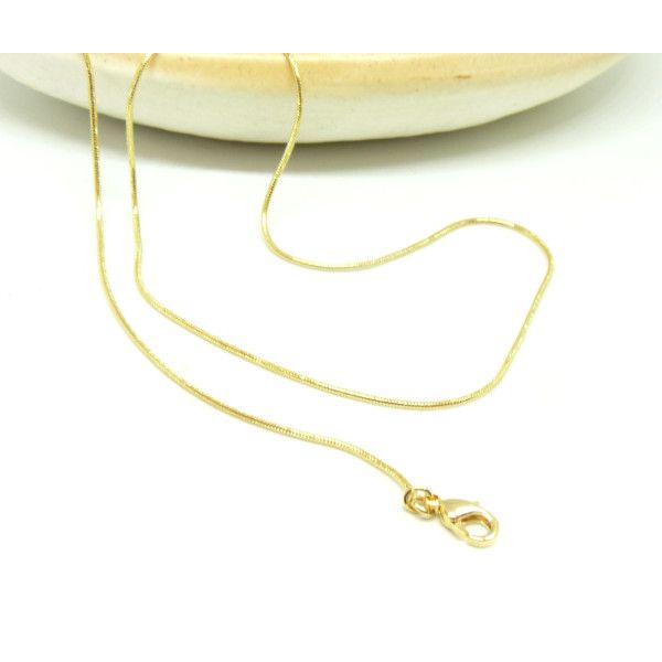 Collier Princesse 45cm - maille serpent 1 mm - Acier Inoxydable 304 finition Doré