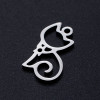 Pendentifs Chat 16mm, Acier Inoxydable finition Argent Platine