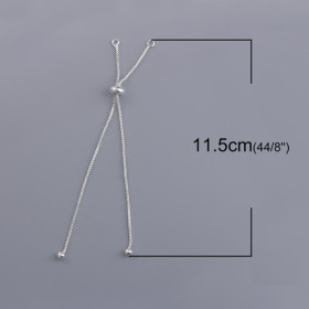 Bracelets Réglable 23cm avec Intercalaire, maille Paloma 1mm, Cuivre finition Argent Vif