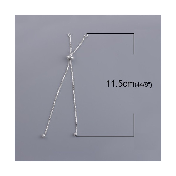 Bracelets Réglable 23cm avec Intercalaire, maille Paloma 1mm, Cuivre finition Argent Vif