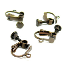 Boucles d'oreille Clip à vis, Laiton couleur Bronze