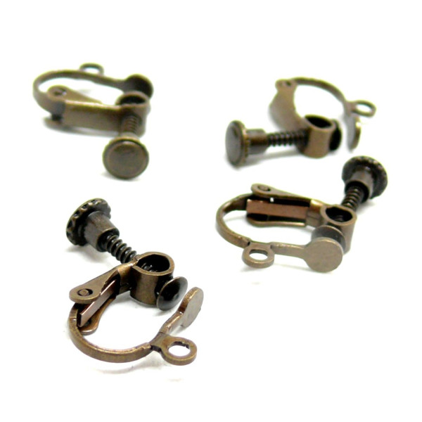 Boucles d'oreille Clip à vis, Laiton couleur Bronze