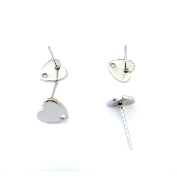 Boucles d’oreilles Puces Cœur 8mm avec Trou – Acier Inoxydable 304 Finition Argenté