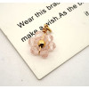 Pendentifs forme Fleur avec perles en verre Rose Pale,  Acier Inoxydable 304 finition Doré