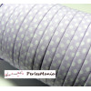 Ruban biais spaghetti  à pois lilas et blanc 7mm