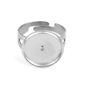 Supports de Bague Double 14 mm, ACIER INOXYDABLE 304,  coloris Argent Platine