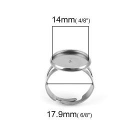 Supports de Bague Double 14 mm, ACIER INOXYDABLE 304,  coloris Argent Platine