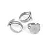 Supports de Bague Double 14 mm, ACIER INOXYDABLE 304,  coloris Argent Platine