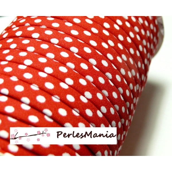 ruban biais spaghetti à pois Rouge 7mm ref: 70480-46