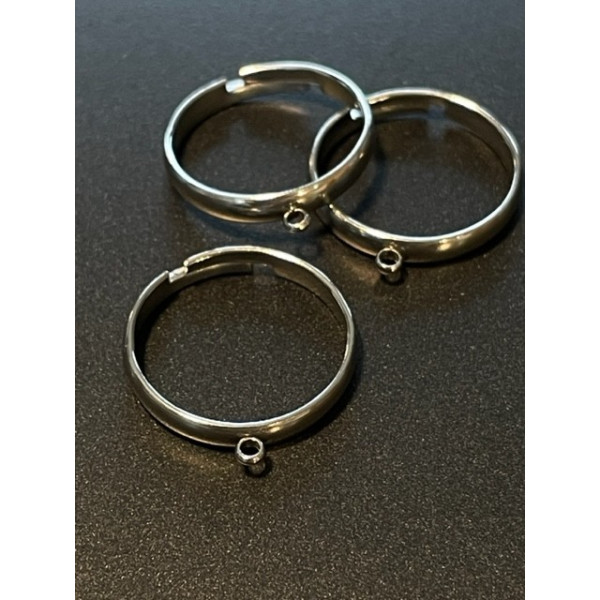 Bagues avec 1 anneau fermé 3mm,  ACIER INOXYDABLE 304 finition Argenté