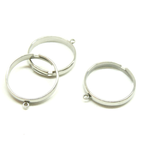 Bagues avec 1 anneau fermé 3mm,  ACIER INOXYDABLE 304 finition Argenté