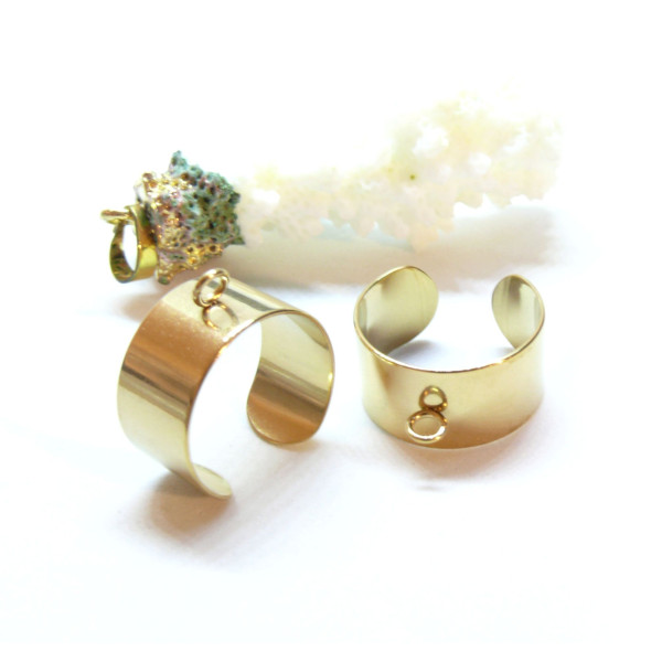 Support de bague largueur 10mm avec anneau, Acier Inoxydable 304, Doré  à l'or fin 18K, Placage IONIQUE