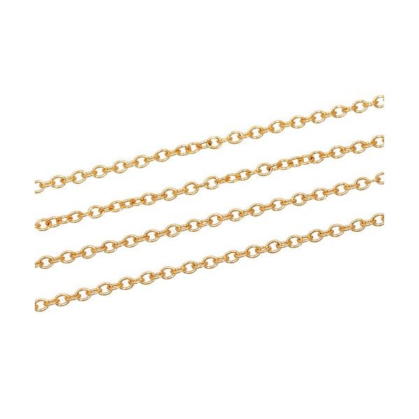 H11H02012G – Lot de 0.5 ou 1 mètre de Chaîne Maille Fine 2 mm – Acier Inoxydable 316 Chirurgical Doré à l’or fin 18K PVD